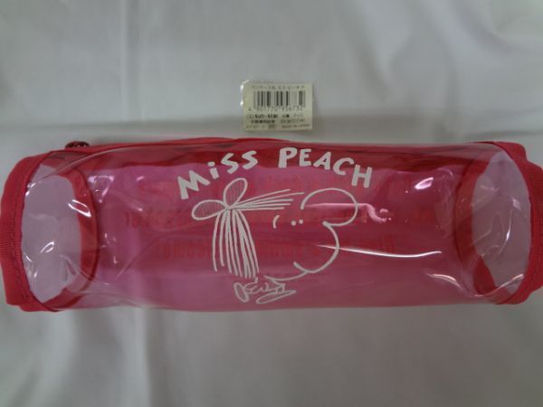 ★昭和レトロ★エモい★ ミスピーチ Miss Peach ビニール円筒 ペンポーチ ペンケース ピンク サンスター_画像1