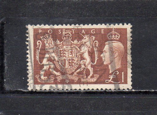 20A151 イギリス 1951年 普通 ジョージ6世 高額 ￡1 シエンタ 使用済_画像1