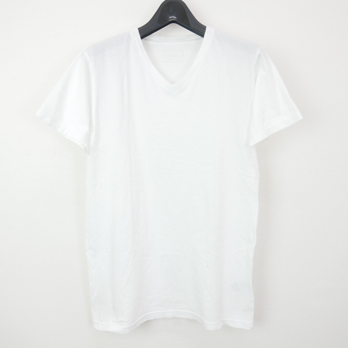 SOPHNET. ソフネット BASIC LINE V-NECK TEE コットン 半袖 無地 Vネック Tシャツ カットソー WHITE M_画像1