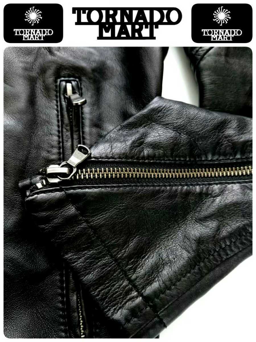 極美品トルネードマートシングルライダース羊革TORNADOMART