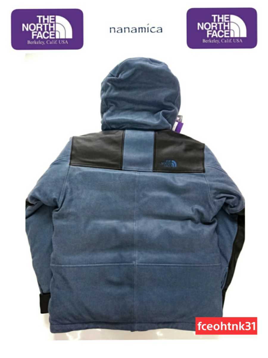 新品 THE NORTH FACE Purple Label nanamica パープルレーベル 最高級デニム転写シープヌバックレザーマウンテンダウンジャケット S 即完売_画像6
