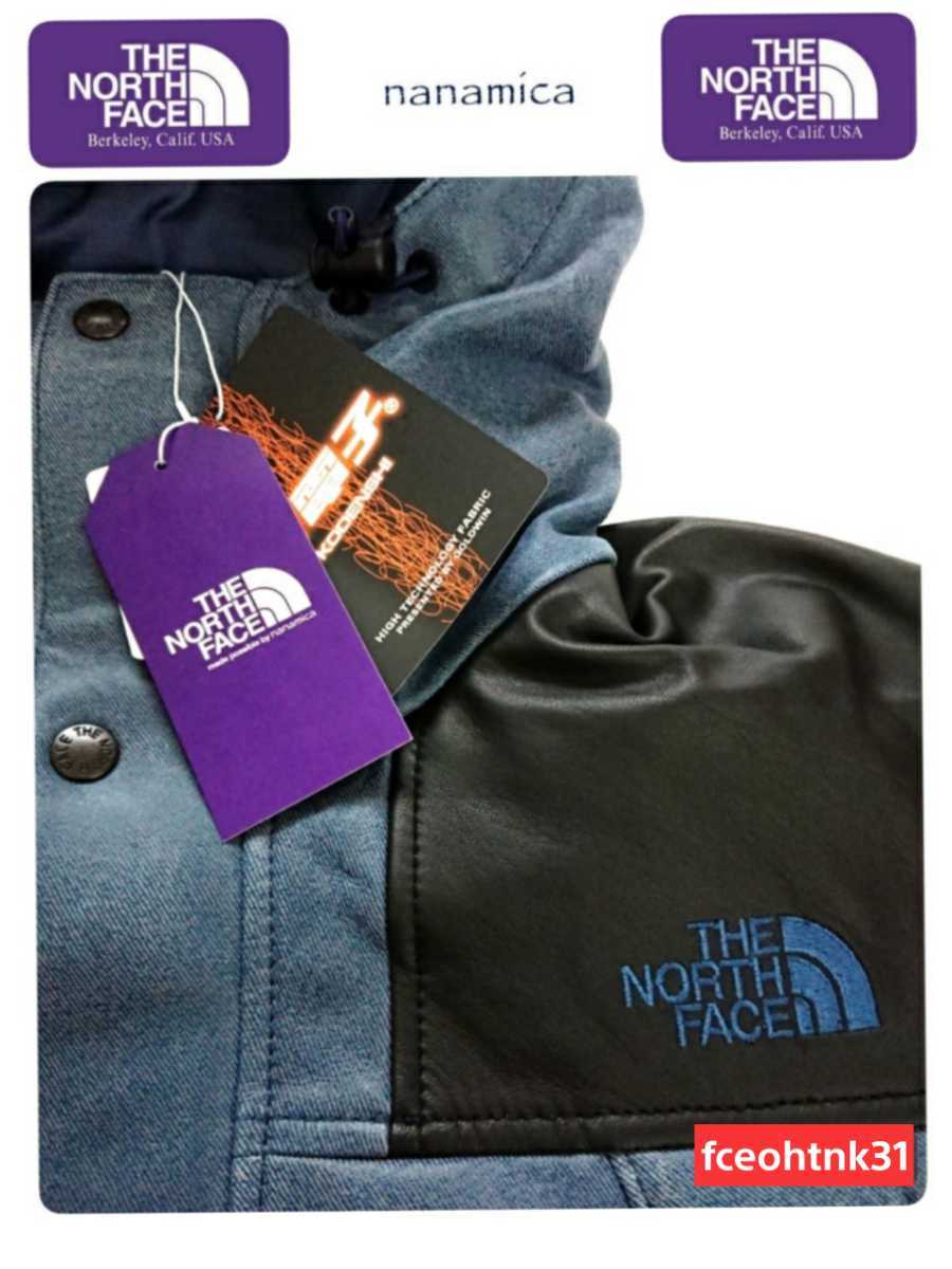 新品 THE NORTH FACE Purple Label nanamica パープルレーベル 最高級デニム転写シープヌバックレザーマウンテンダウンジャケット S 即完売_画像7