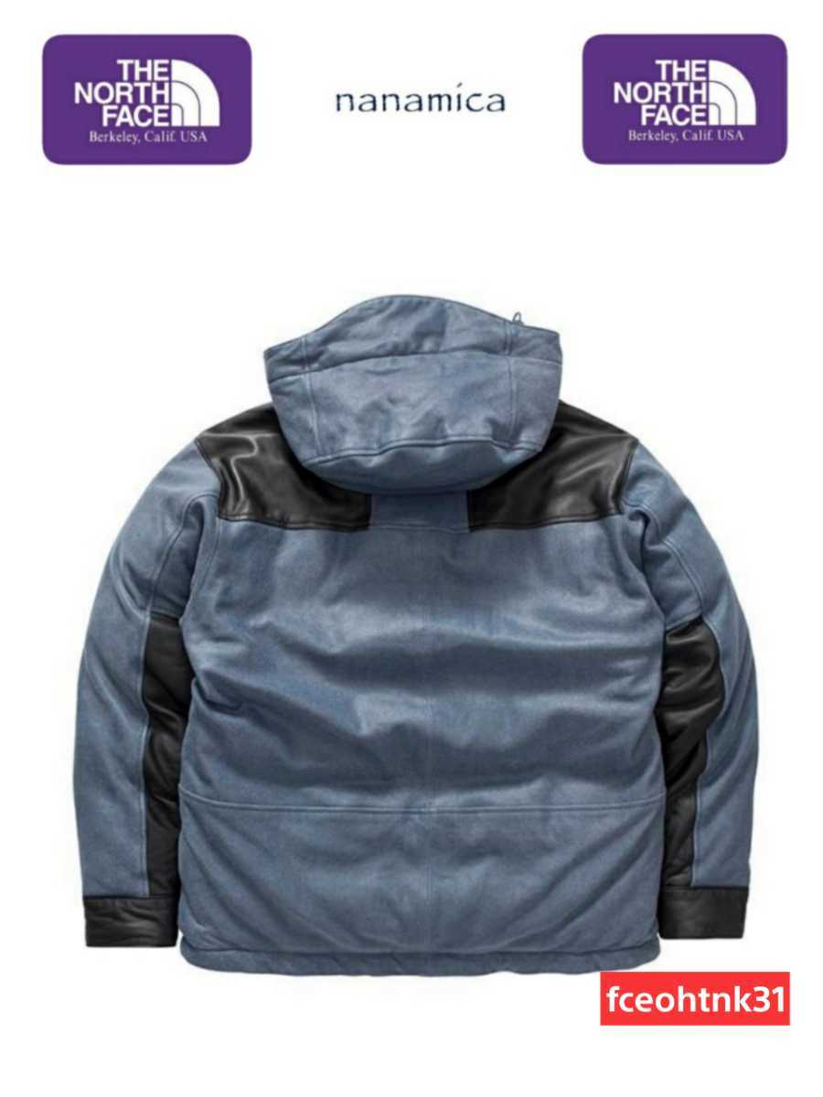 新品 THE NORTH FACE Purple Label nanamica パープルレーベル 最高級デニム転写シープヌバックレザーマウンテンダウンジャケット S 即完売_画像2