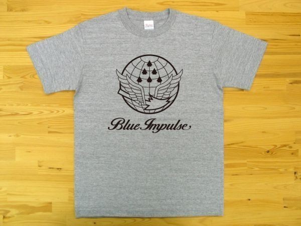 航空自衛隊 Blue Impulse 杢グレー 5.6oz 半袖Tシャツ 黒 XXXL 大きいサイズ ミリタリー ブルーインパルス_杢グレー（黒色プリント）