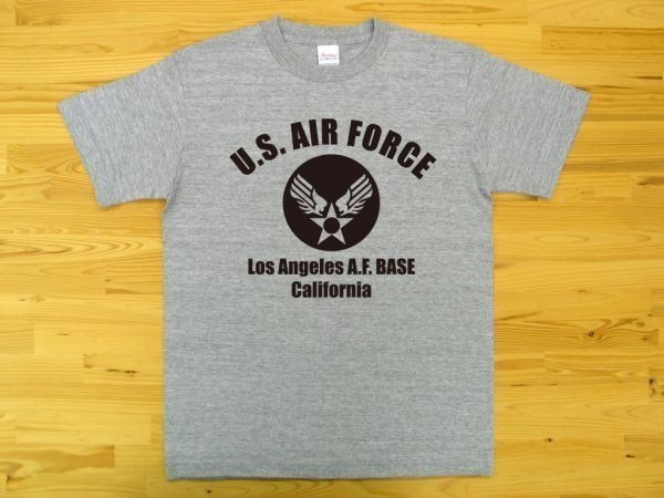 U.S. AIR FORCE 杢グレー 5.6oz 半袖Tシャツ 黒 M ミリタリー エアフォース アメリカ空軍_杢グレー（黒色プリント）