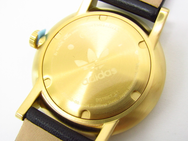 未使用 adidas アディダス District_L1 All Gold/Black Z08510-00 クォーツ腕時計 レザーベルト♪AC18363の画像4