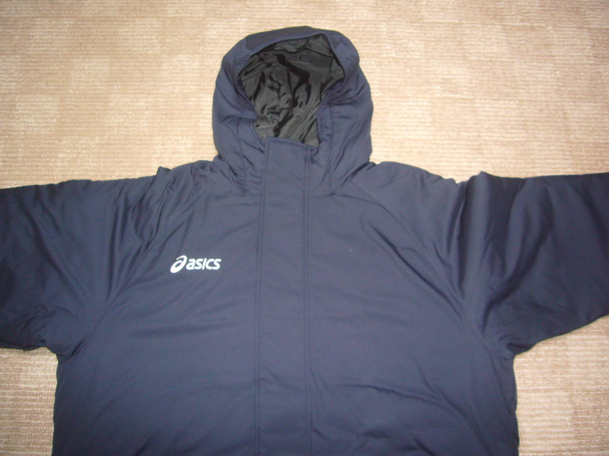  Asics cotton inside long coat navy blue O size bench coat 