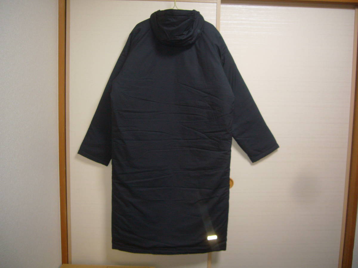  Asics cotton inside long coat black L size bench coat color fading with defect 