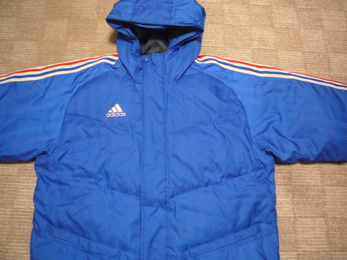  Adidas тень полоса длинный пуховик синий × синий красный белый S размер трехцветный bench пальто 