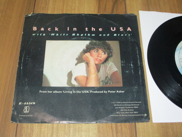 LINDA RONSTADT リンダ・ロンシュタット BACK IN THE USA c／w WHITE RHYTHM & BLUES 米 EP PS付き LIVING IN THE USA ストーン・ポニーズ_画像3