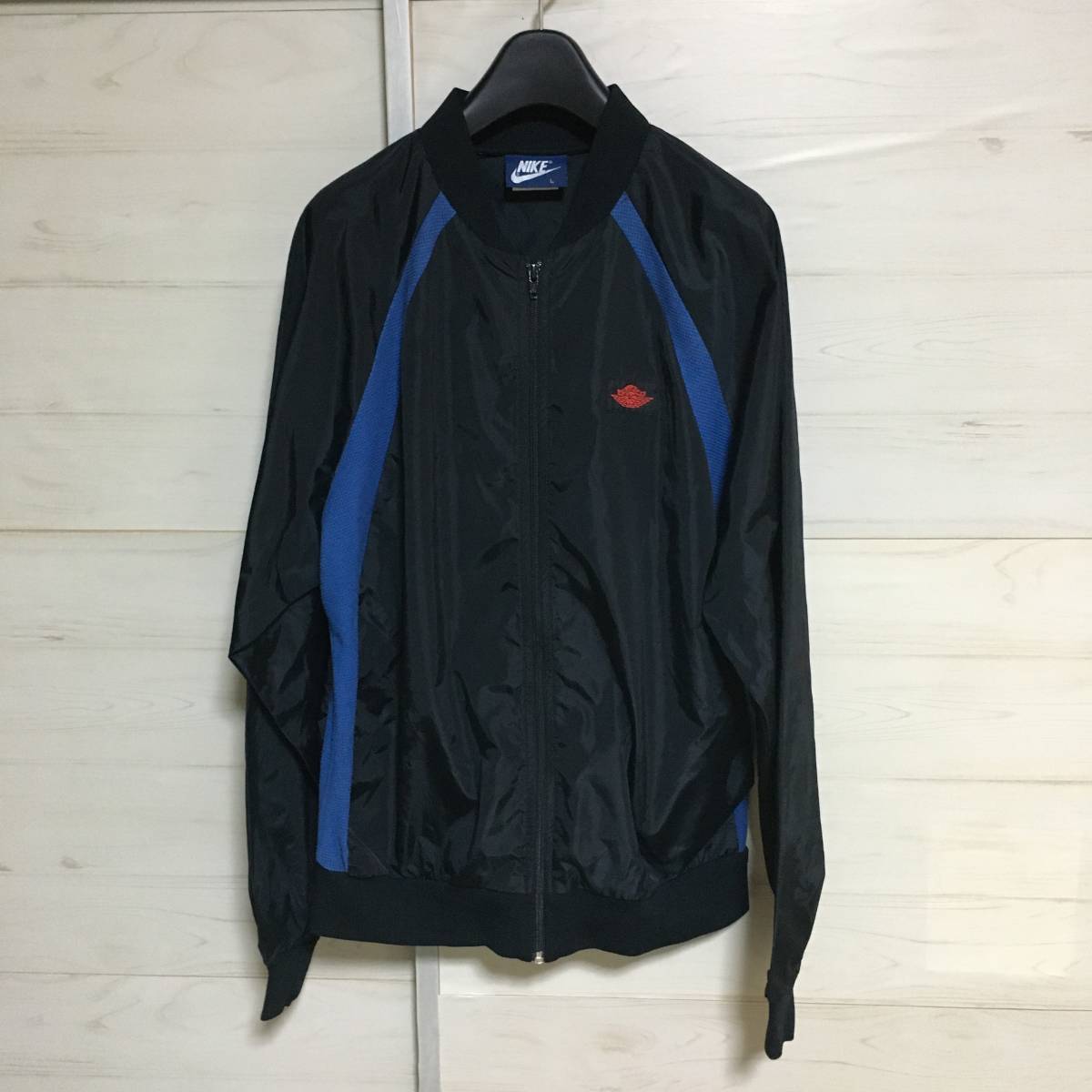 80s オリジナル 紺タグ NIKE ナイキ エアジョーダン 1 ナイロン ジャケット L 黒青 美品 管理B824