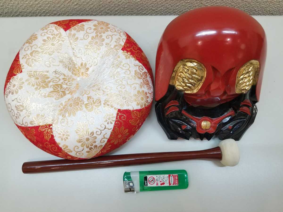 木魚 朱塗り 四寸五分 名古屋製 丸布団・朱塗り撥付 仏具 浄土宗 木魚 朱塗り 四寸五分 名古屋製 丸布団・朱塗り撥付 仏具 浄土宗