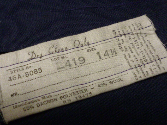 USA古着　80s 90s ワークシャツ 長袖 FlyingCross 14 1/2 紺 ネイビー GMC ワッペン ウール エポレット アメリカ製_画像4