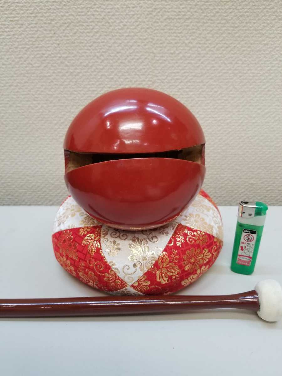 木魚 朱塗り 四寸五分 名古屋製 丸布団・朱塗り撥付 仏具 浄土宗 木魚 朱塗り 四寸五分 名古屋製 丸布団・朱塗り撥付 仏具 浄土宗