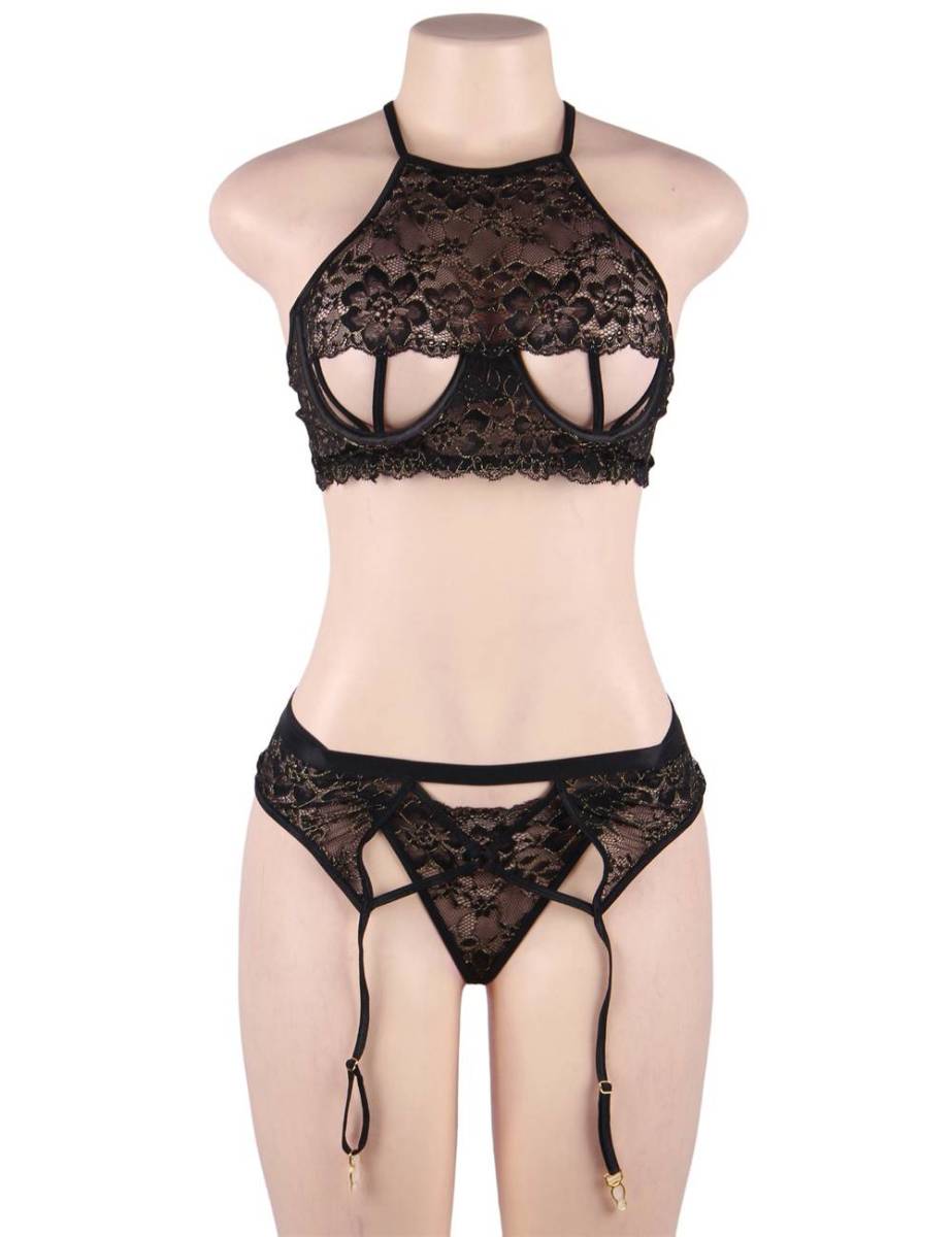 80774-1 3XLサイズ ブラ ショーツ セット セクシー ランジェリー 下著 黒