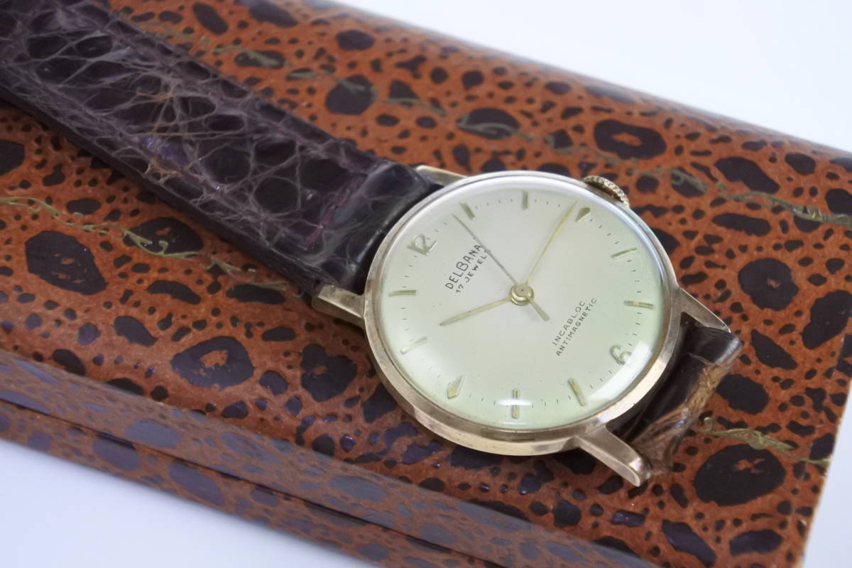 ☆アンティーク 1950年代頃 スイス製DELBANA 　手巻紳士腕時計 　未使用保管品_画像7