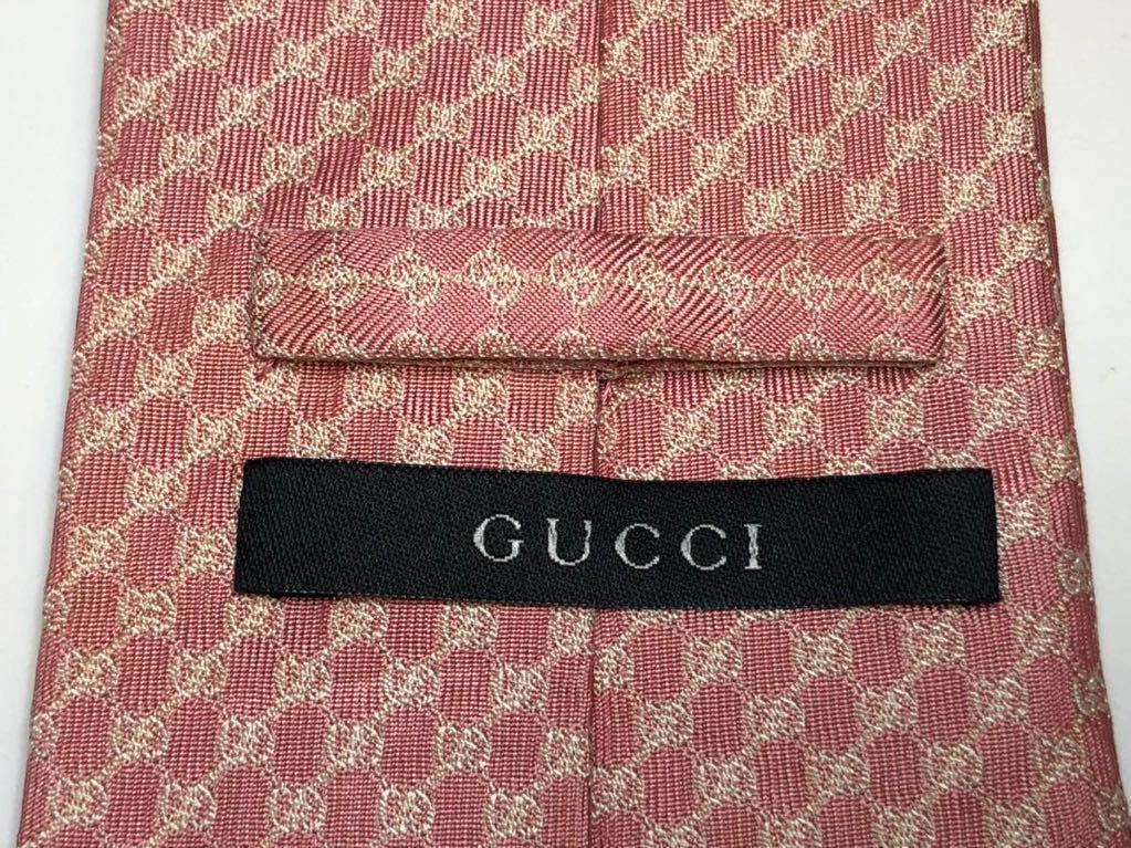 GUCCI グッチ 総柄 ネクタイ ピンク 中古品 メンズ 男性用 服飾小物 【4853】K_画像5