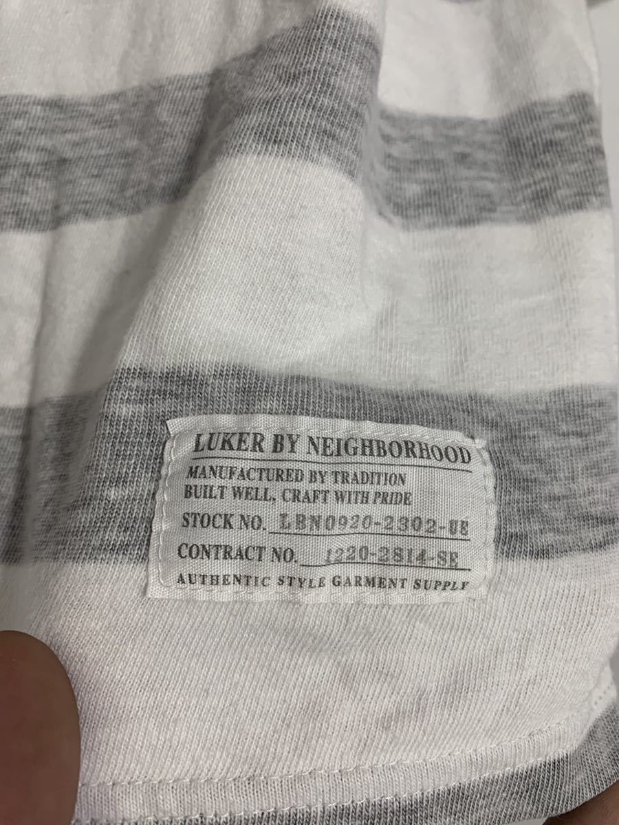 LUKER BY NEIGHBORHOOD ルーカー　バイ　ネイバーフッド　日本製　白×黒　ボーダー柄　七分袖　ヘンリーネックTシャツ　カットソー　L_画像8