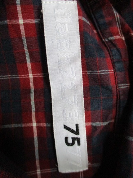 b884　flaph　フラフ　チェック柄長袖シャツ　赤系×紺×他　日本製　35-8_画像5