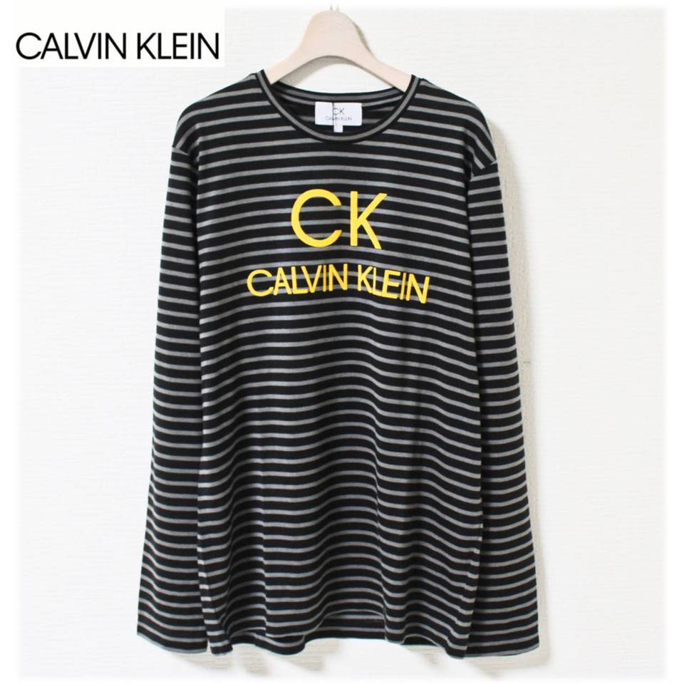 《CK CALVIN KLEIN MEN カルバンクライン》新品 定価17,600円 ロゴプリント ジャージーカットソー 黒 Lサイズ A2895