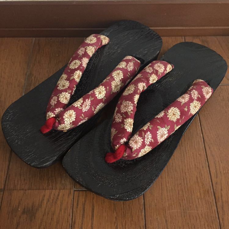 下駄:赤 茶色 牡丹 桐:浴衣や普段着に 草履 和服