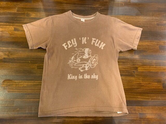 I866LPL メンズ Tシャツ かわいいプリント♪ THE FLAT HEAD フラットヘッド 半袖 プリント ブラウン 小さいサイズ S 全国送料一律370円_画像8