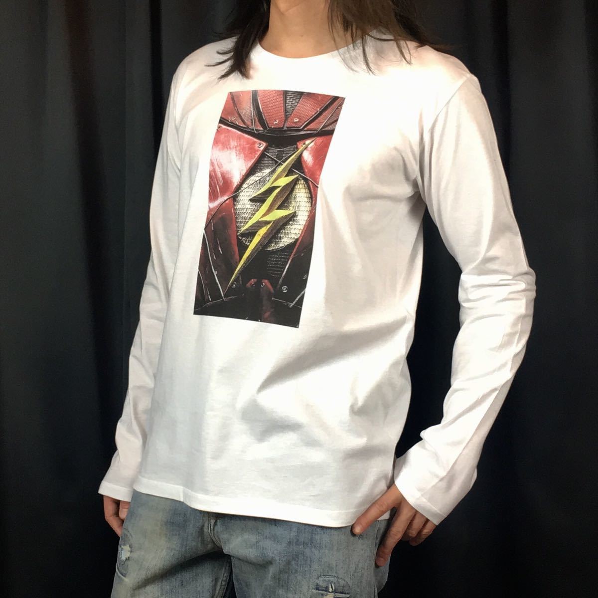 新品 フラッシュ DCコミックス ジャスティスリーグ アメコミ ヒーロー ロンT 長袖 Tシャツ ビッグ オーバー サイズ XXL~4XL パーカー 対応