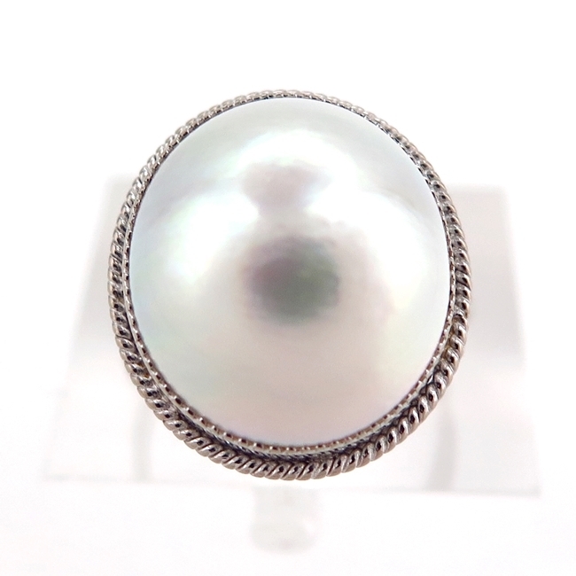 好きに 真珠 6月 マベパール14.500mm 指輪 リング K14WG☆ホワイト