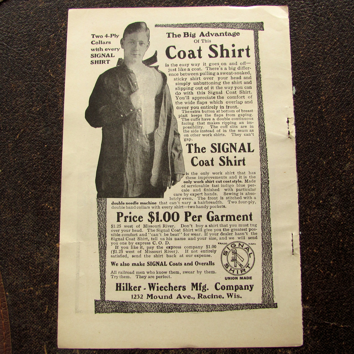 [ журнал реклама ]1910 год Headlight & Signal передняя фара Overalls Vintage комбинезон Work комбинезон б/у одежда America Vintage