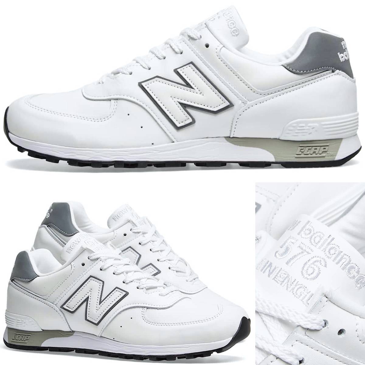 国内正規品 UK製 オールレザー NEW BALANCE M576WWL WHITE×GRAY US8D 26cm 新品 限定 イギリス英国製 ホワイト×グレー NB スニーカー_画像9