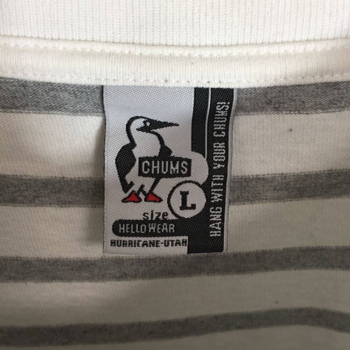 CHUMS チャムス　半袖ポケットTシャツ　ボーダー柄　Lサイズ　送料無料