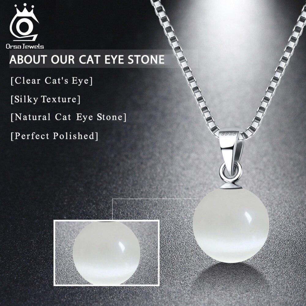 Orsa宝石 925 スターリングシルバーネックレス & ペンダント女性のための猫の目石ペンダントボックスチェーンファッションネックレスジュ_画像5