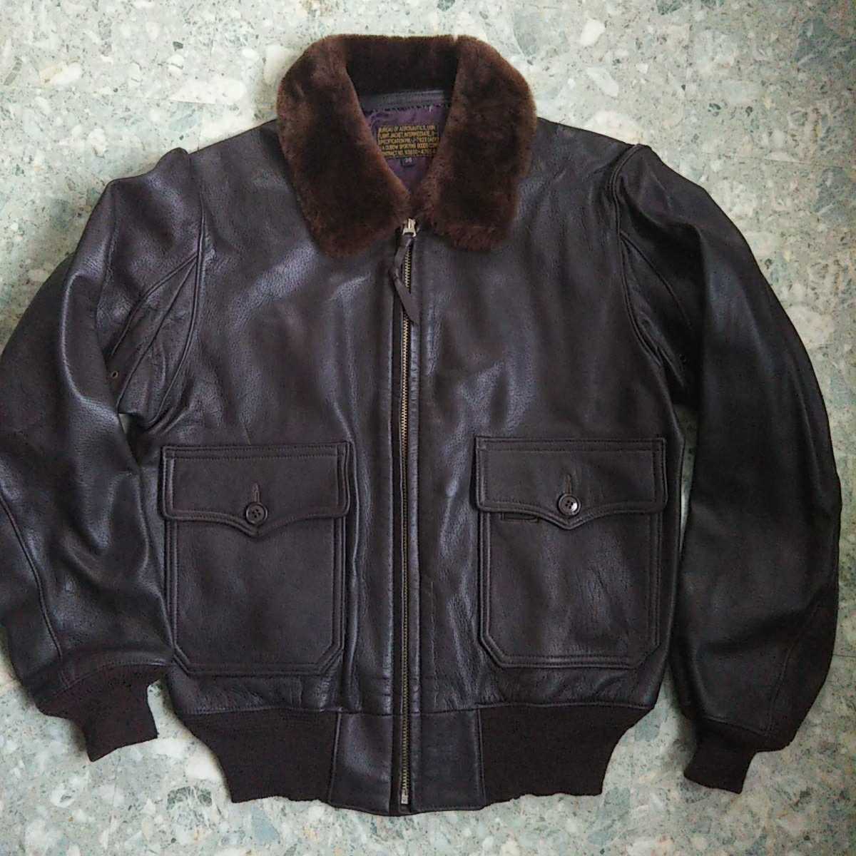 90s J.A.DUBOW デュボウ G-1 FLIGHT JACKET M(38) Made in USA 革ジャン　フライトジャケット_画像1