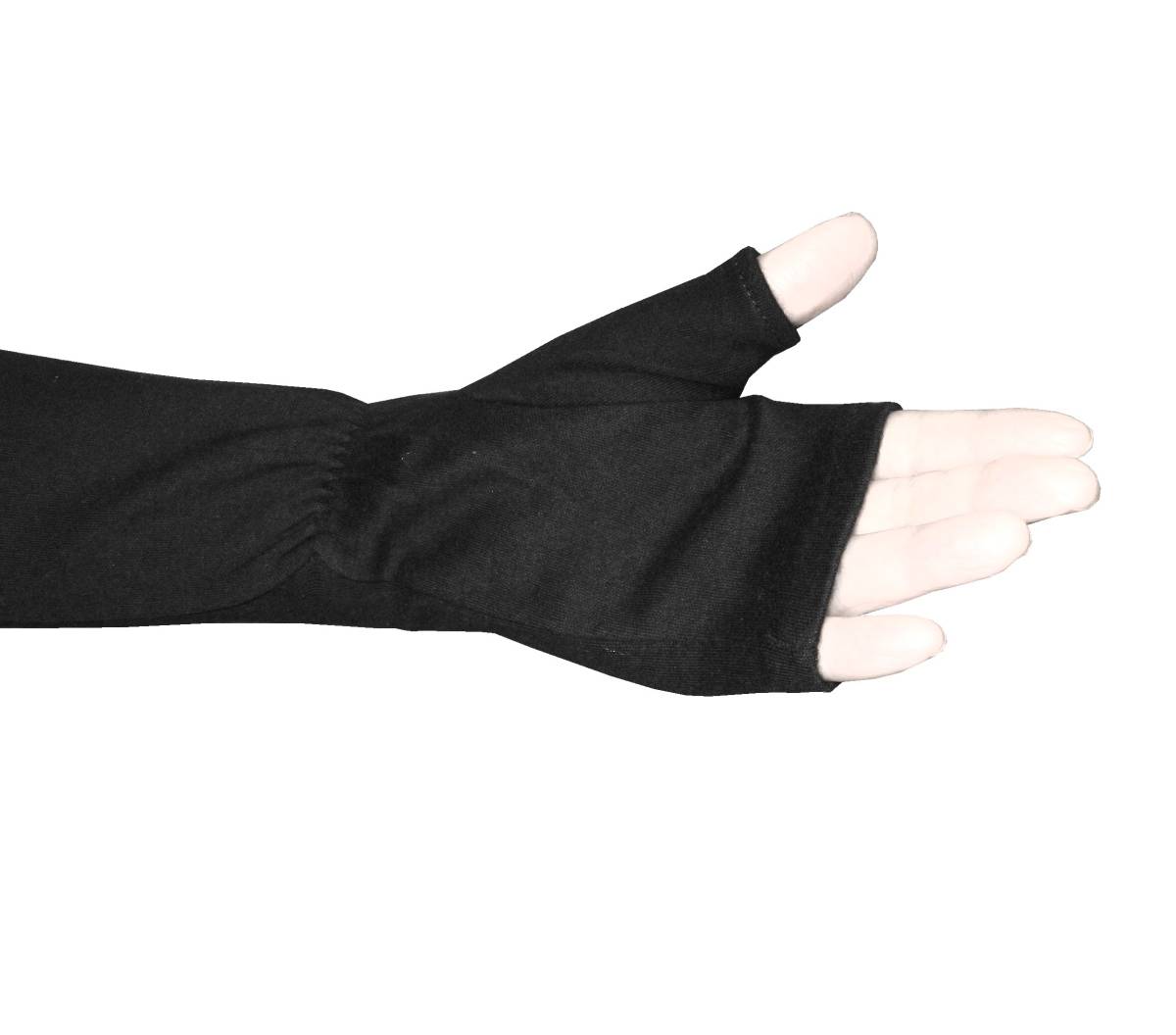MCM 指なし UVカット UV手袋 ブラック ロング丈 UVカット率99,5% 定価4,500円 日焼け防止 指切り アームカバー 腕カバー スマホ対応_画像2