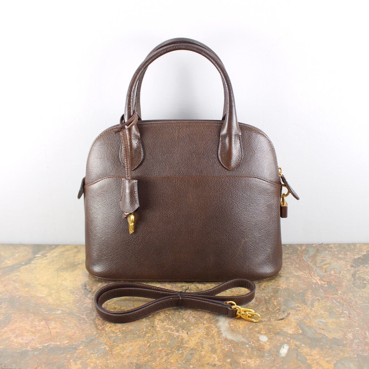 MORABITO DINA DOME TYPE LEATHER 2WAY SHOULDER BAG MADE IN ITALY ...