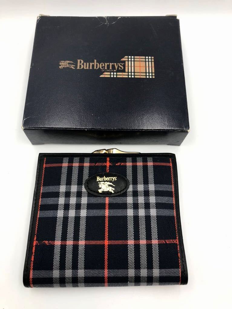 バーバリー　二つ折り財布　ネイビー×チェック　小銭入れ付き　未使用品　BURBERRY メンズ レディース コインケース カードケース