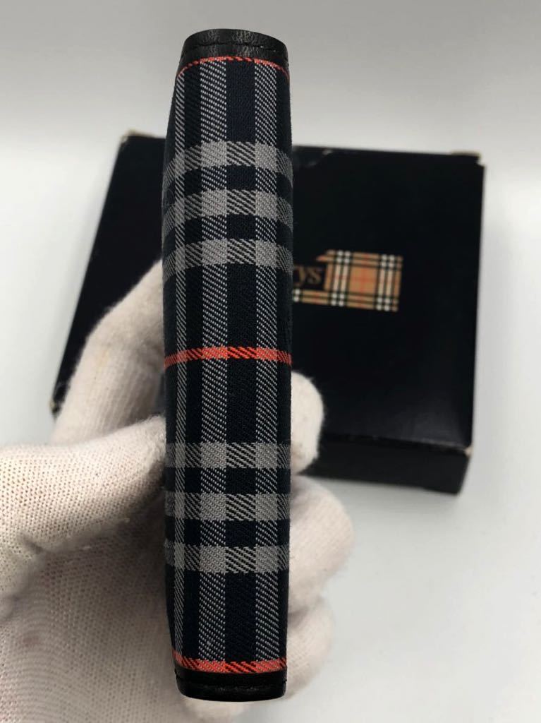 バーバリー　二つ折り財布　ネイビー×チェック　小銭入れ付き　未使用品　BURBERRY メンズ レディース コインケース カードケース