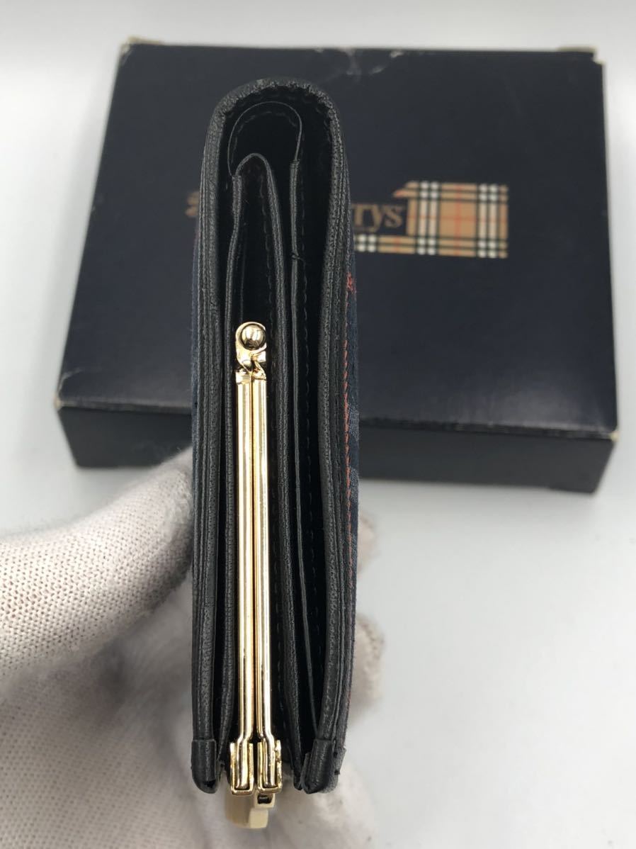 バーバリー　二つ折り財布　ネイビー×チェック　小銭入れ付き　未使用品　BURBERRY メンズ レディース コインケース カードケース