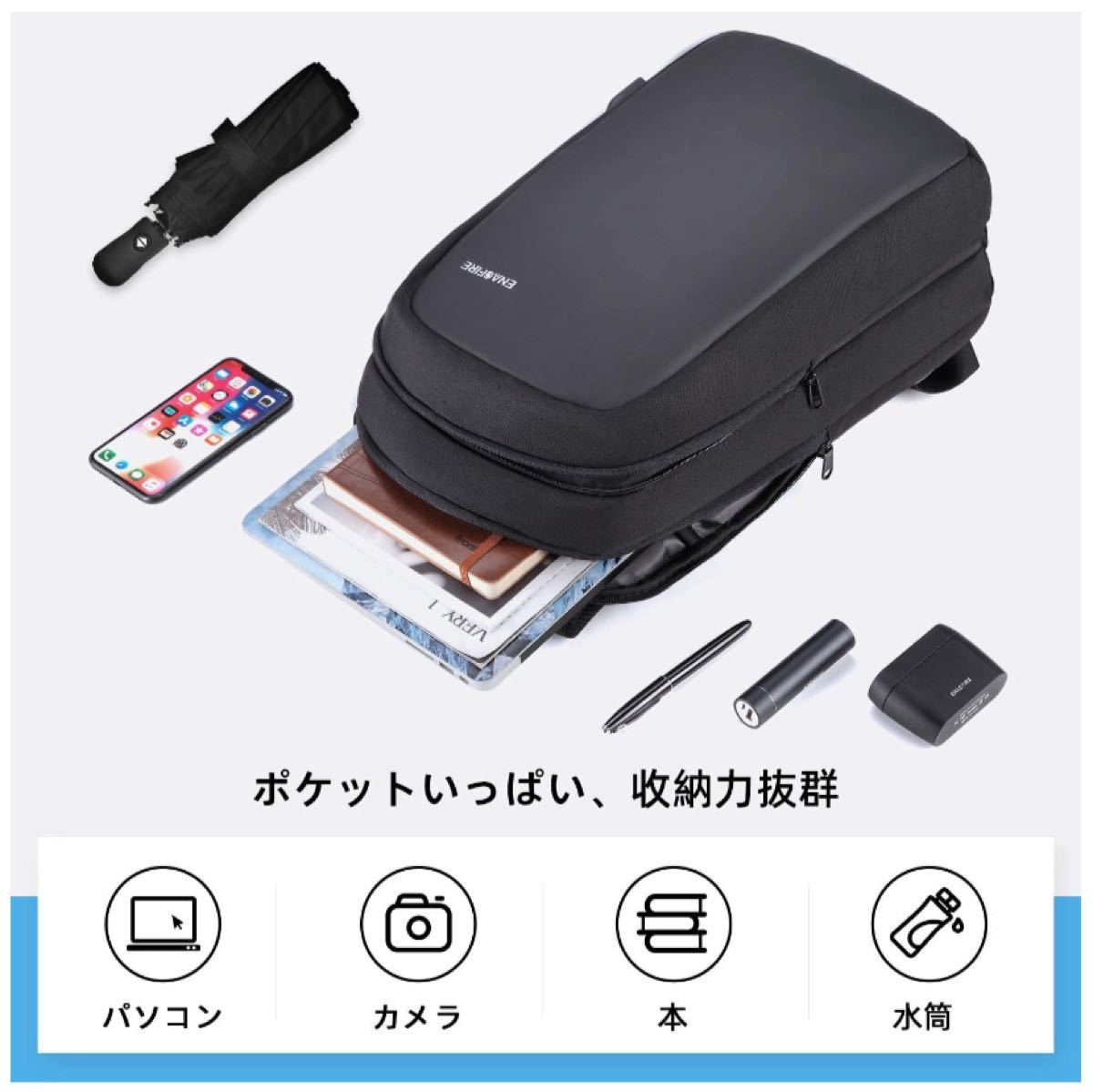 ビジネスリュック メンズ バックパック　USB付！