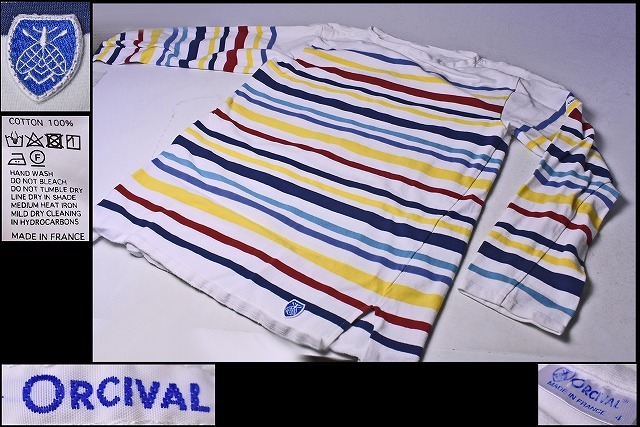 ORCIVAL オーシバル ★ カラーストライプ 長袖Tシャツ ★ サイズ 4 ★ フランスの代表的なマリンウエア・ブランド ★_画像1