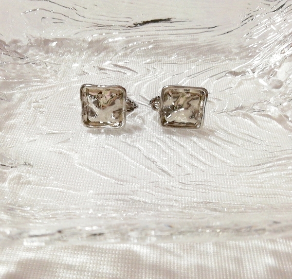 銀シルバー四角イヤリング/ジュエリー/アクセサリー Silver square earrings jewelry accessories