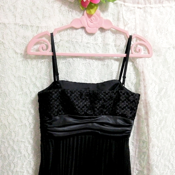 黒キャミソールワンピースシフォンネグリジェドレス Black camisole chiffon negligee dress