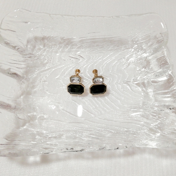 黒銀八角形イヤリング/ジュエリー/アクセサリー Black silver octagon earrings jewelry accessories_画像2