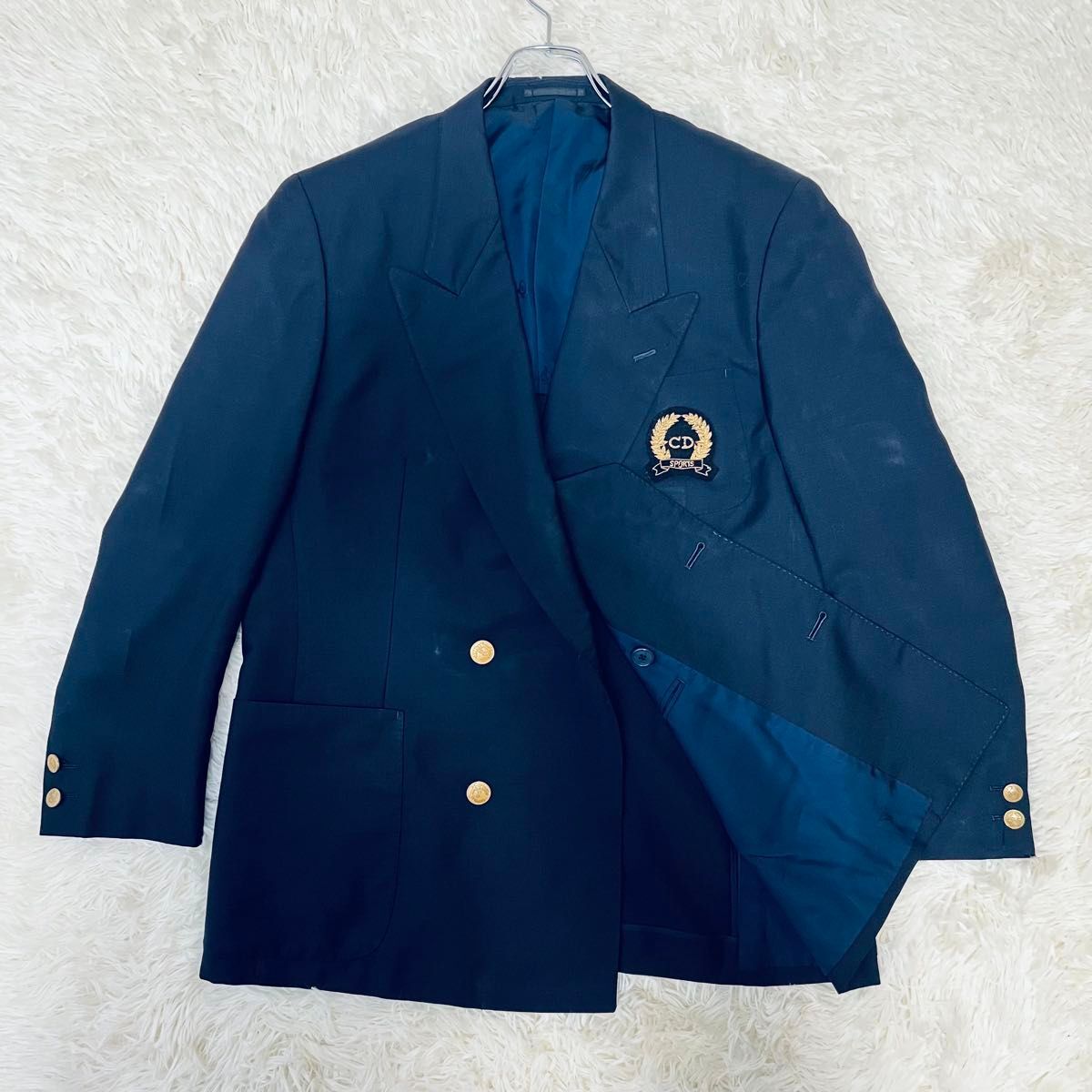 DIOR ディオール エンブレム Lサイズ ブレザー ジャケット ネイビー ゴールド ウール メンズ_画像1