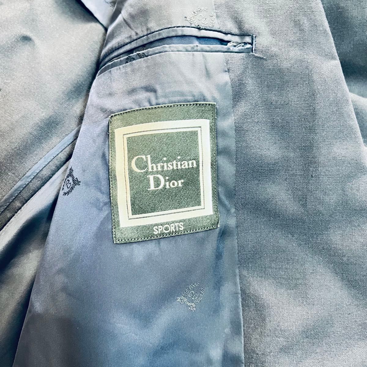 DIOR ディオール エンブレム Lサイズ ブレザー ジャケット ネイビー ゴールド ウール メンズ_画像9