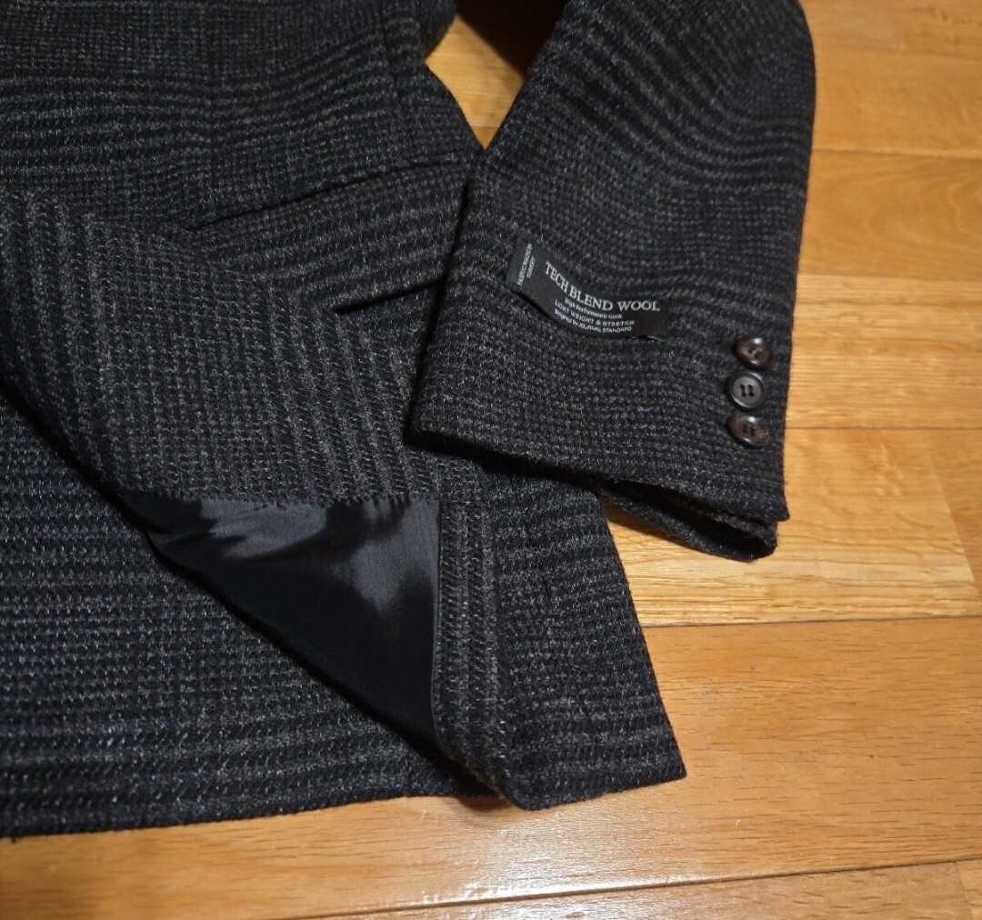 格別な質感★未使用 ジャーナルスタンダード 秋冬『TECH BLEND WOOL グレンチェック織りフラノツイードウール』◎グレー ジャケット(M)_画像4