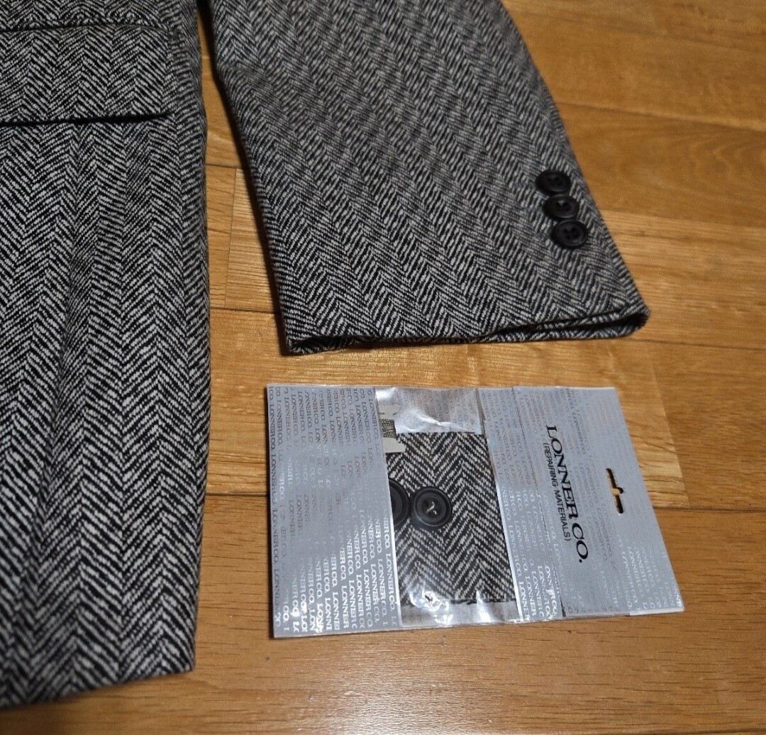 日本の匠技★未使用 ロンナー/LONNER×【伊】carlanda社『ヘリンボン織りフラノツイードウール×アンゴラ』グレー ジャケット48(L-XL位)_画像9