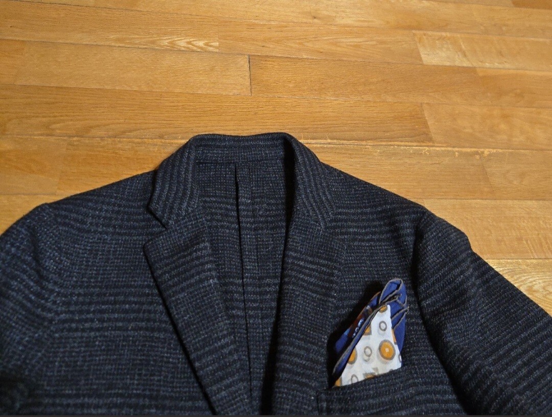 格別な質感★未使用 ジャーナルスタンダード 秋冬『TECH BLEND WOOL グレンチェック織りフラノツイードウール』◎グレー ジャケット(M)_画像3