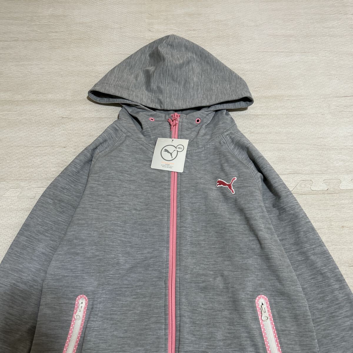 新品 タグ付き 未使用品 PUMA プーマ パーカー ジップアップ トップス フーディー スウェット カジュアル ジャージ グレー 灰色 Mサイズ_画像2