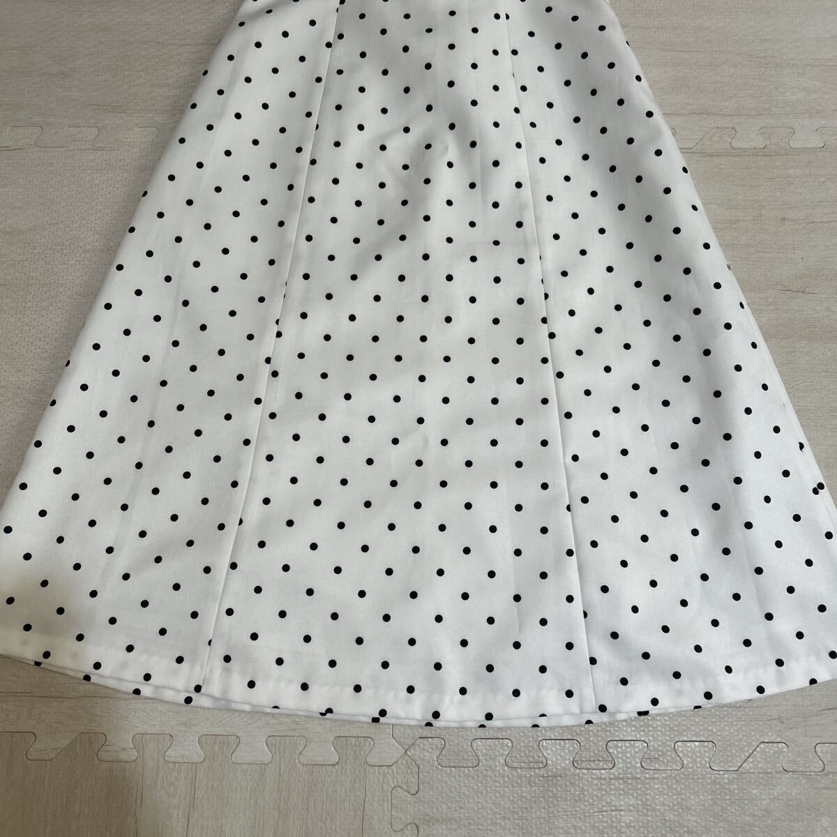 proportion body dressing スカート ロング ドット柄 フレアスカート レースアップ リボン 上品 きれいめ ホワイト ブラック Sサイズ_画像3